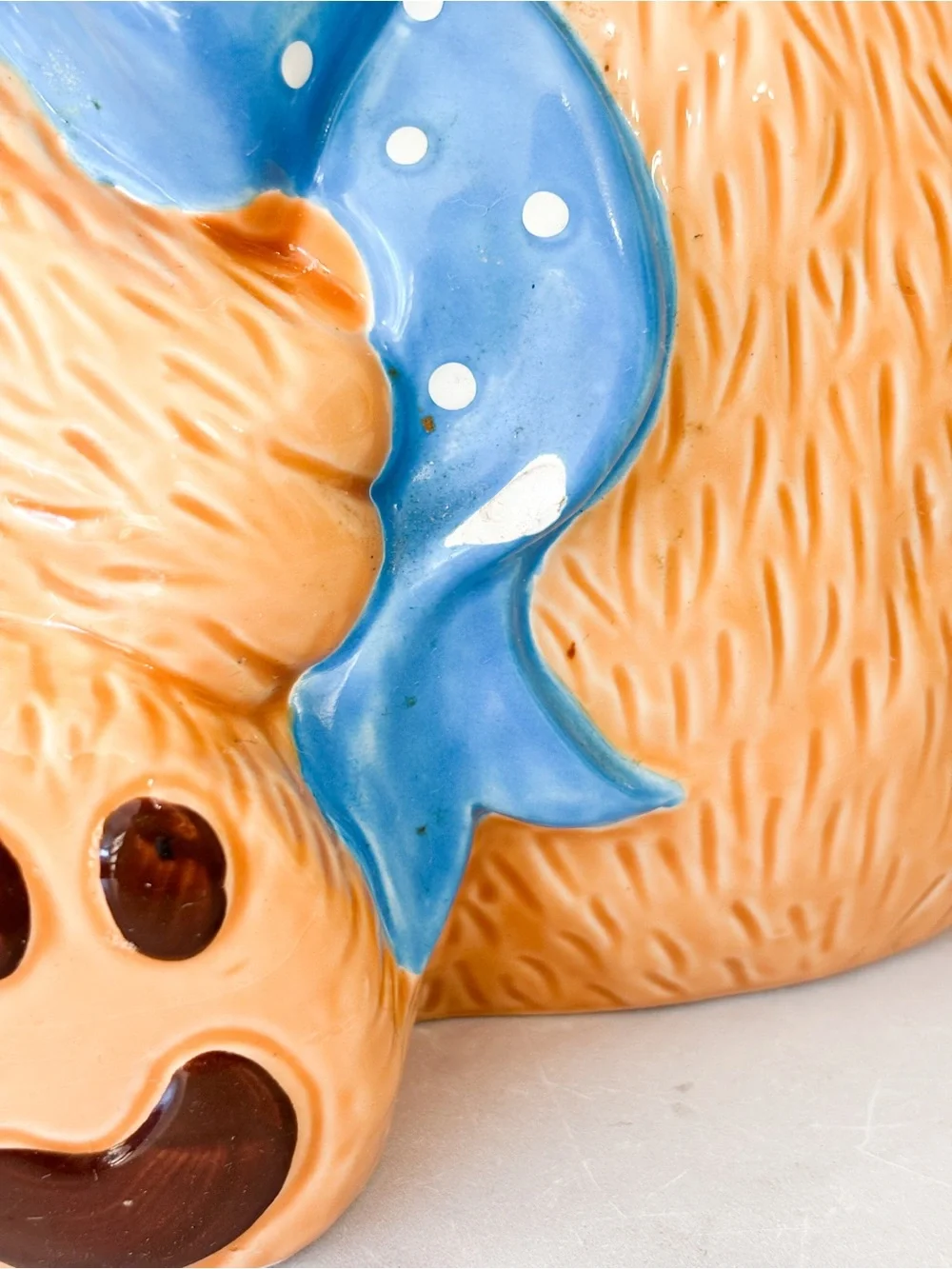 Country Bear Ceramic Teddy Cookie Jar with Blue Scarf